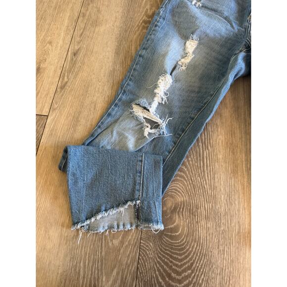 Universal Thread High rise Straight Light Wash Denim Distress Jean size 14R - Picture 2 of 6